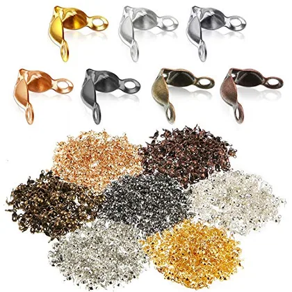 1400 Piece Clamshell Bead Tips Knot Covers Open End Caps, Multicolour, product photograph